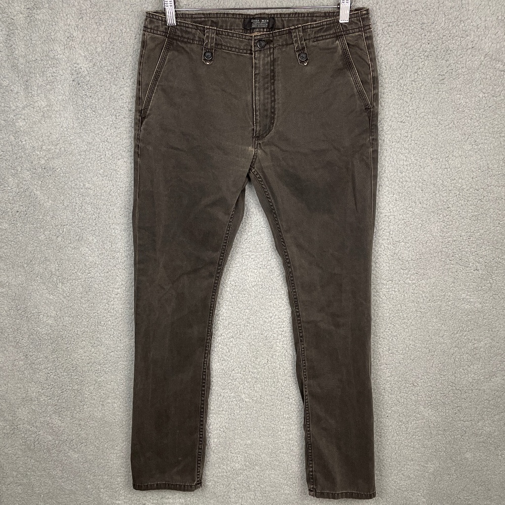 ZARA MAN Jeans Mens 30 x 29.5" Inseam Classic Sport Straight Ankle Zipper Brown
